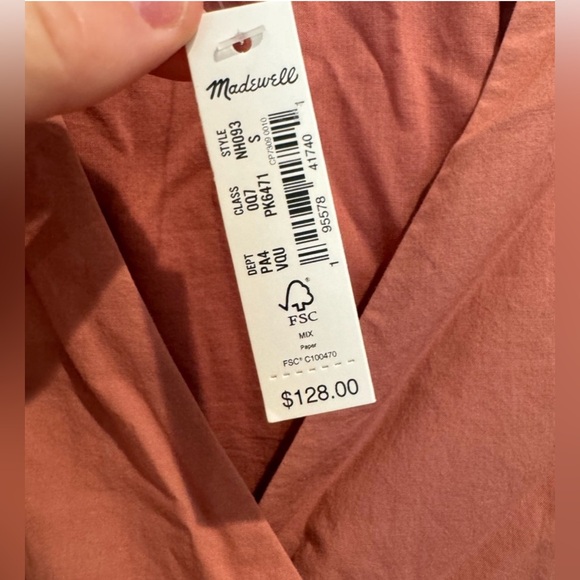 NEW NWT Madewell Pink Oaklynn Crinkle Poplin Balloon V Neck Mini Dress Size S - Picture 6 of 10